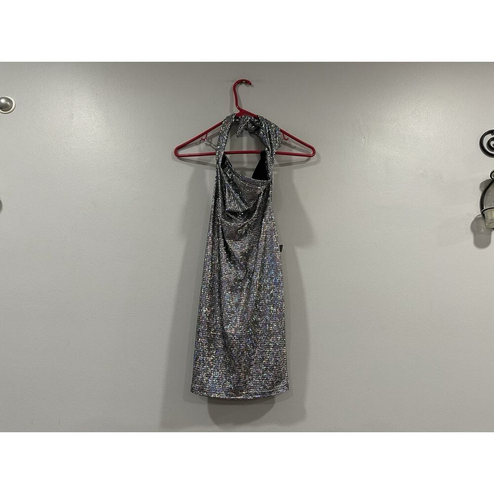 Black Bead Cowlneck Silver Dress M NWOT